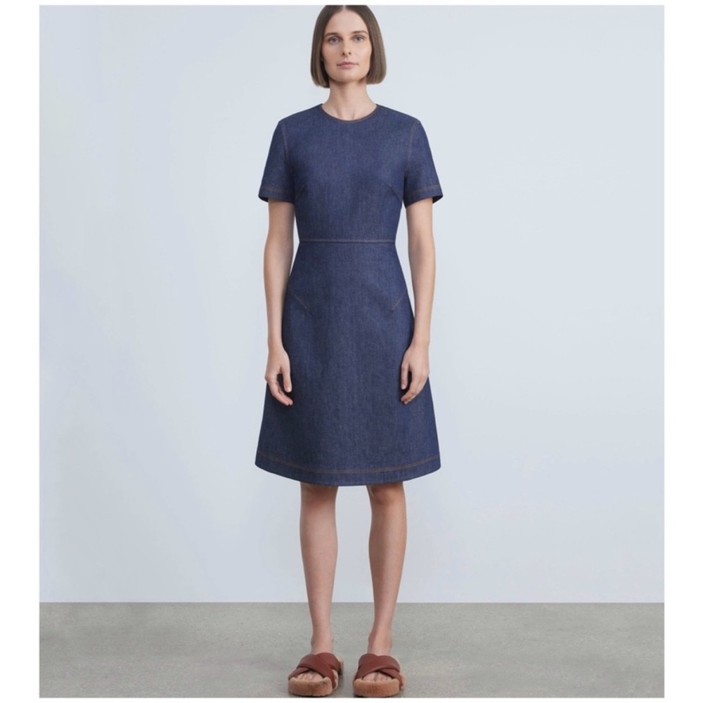 Lafayette 148 New York Fit-&-Flare Denim midi Dress NWT